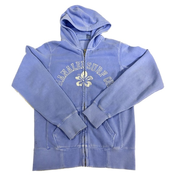 genuine Tops - coconut girl blue surf zip up hoodie y2k hawaiian